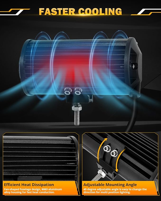 Auxbeam 7 Inch 300W LED Light Bar, 6 Modes Strobe Amber Fog Light Dual Color Spot Flood Offroad Driving Lights, Memory Function LED Work Lights for Truck Car ATV