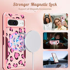 for Google Pixel 8 Case 6.2 Inch - Compatible with MagSafe Women Girls Cute Magnetic Protective Cover Funny Unique Girly Leopard Heavy Duty Shockproof Design for Google Pixel 8 Phone Cases