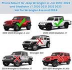 DIAMOOKY Upgraded Metal Phone Mount for Jeep Wrangler JL JLU 2018-2023 and Gladiator JT 2020 2021 2022 2023 Phone Holder Dash Mount System Kit Dashboard Accessories Driver Side (Not for 4xe)