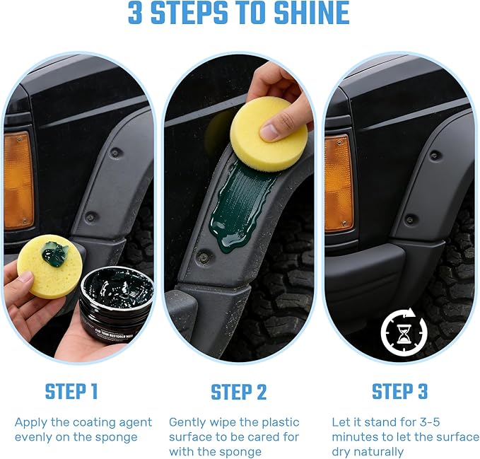Car Plastic and Trim Restorer – Back to Black Restores Faded Trim, Rubber & Vinyl, Long-Lasting Ceramic Coating & UV Protection, Non-Greasy Formula Black Plastic Restorer for Interior and Exterior