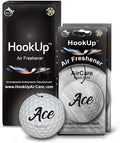 Golf Car Air Freshener by HookUp - 2 Pack - Black Gold Scent (Extra Strong) | Unique Golf Gift for Players, Coach, Fans | Hanging Car Accessory with Long Lasting Fresheners Smell