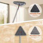 UIMO Wall Cleaner Mop with 94" Long Handle, 2-in-1 Triangle & Rectangle Head with Squeegee, 10 Washable Pads, Baseboard Cleaner Tool for Walls Scrubber, Ceilings, Windows, Glass, Fans, Doors, Corners
