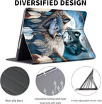 Case for Kindle Scribe,PU Leather Cute Slim Folio Adjustable Stand Cover with Auto Wake/Sleep for Amazon Kindle Scribe Cover 10.2 Inch (2024/2022 Release),Dream Catcher Wolf
