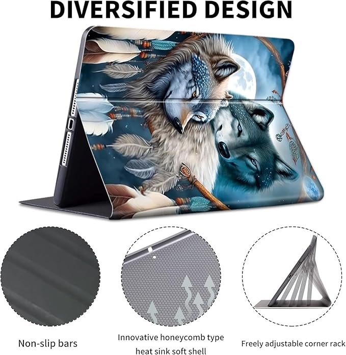 Case for Kindle Scribe,PU Leather Cute Slim Folio Adjustable Stand Cover with Auto Wake/Sleep for Amazon Kindle Scribe Cover 10.2 Inch (2024/2022 Release),Dream Catcher Wolf