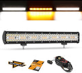 Auxbeam 20 Inch 420W LED Light Bar, 6 Modes Strobe Amber Lights Yellow Fog Light Dual Color Spot Flood Offroad Driving Lights, Memory Function LED Work Lights for Truck Car ATV