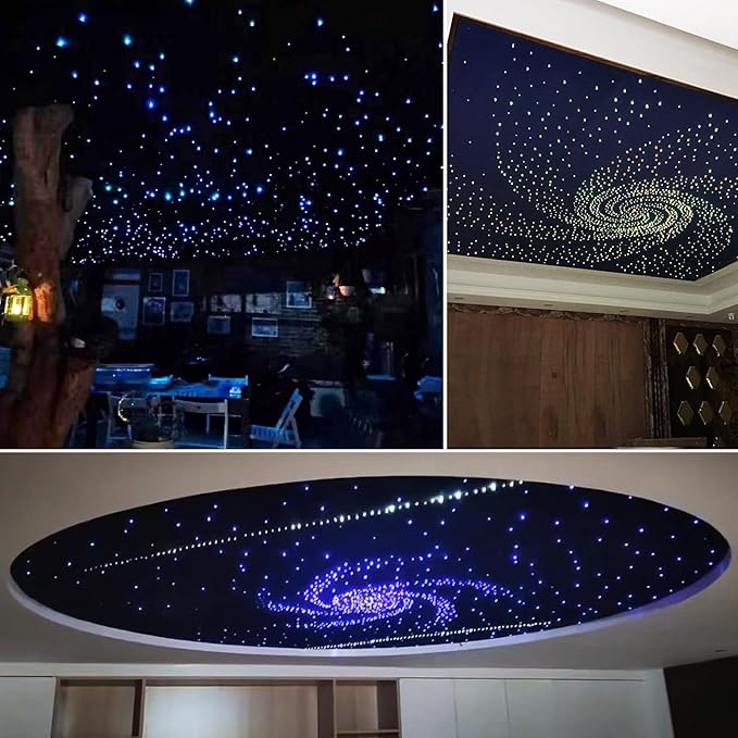 200 Piece Starlight Headliner Kit 16W RGBW Twinkle+ Music Effect + APP&Remote Control Dual Channel Control,0.03in/0.75mm*9.8ft/3m Fiber Optic Lights for Car Roof/Home Fiber Optic Star Ceiling