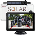 1080P Solar Wireless Backup Camera with 5in Monitor, 5000mAh Rechargeable Battery and Solar Panel, IP69K Waterproof, IR Night Vision, Support 2 Cameras, for Car, RV, Trailer, Camper (0092)