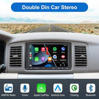 Double Din Car Stereo Radio Wireless CarPlay Wireless Android Auto, 7in Touchscreen Car Audio Receiver with Bluetooth,Rearview Camera,AM/FM, GPS Navigation,Mirror Link,Subwoofer,USB/AUX/SWC