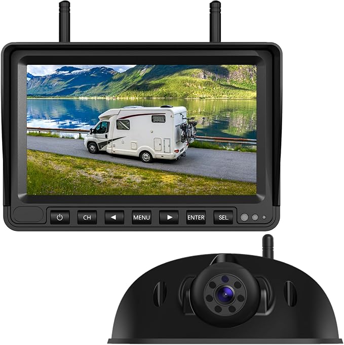 eRapta RV Backup Camera Wireless System for Furrion with 7-Inch Monitor 1080P, 1 Rear Camera, Wide-View, Video Recording, IR Night Vision, IP69 Waterproof, Plug and Play for Camper -AW7Y5