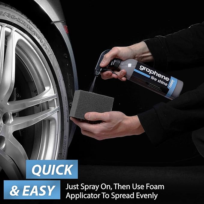 Torque Detail Graphene Tire Shine Spray - Long Lasting Deep Black Shine with No Sling - Graphene Protection Against UV Rays, Fading & Yellowing