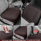 BEITK 1 Pack Leather Front Car Seat Cover Bottom Car Seat, Anti-Slip and Full Wrap Driver Car Seat Protectors, Luxury Waterproof Bottom Auto Seat Cushion Pad Mat for Most Vehicles(Coffee)