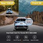 Fitcamx Front 2K+Rear 1080P Dash Cam Adapts for Honda HR-V 2023-2026 Sport LX EX-L (Gen3), OEM Look, Dual HD Video, Built-in WiFi & APP, Loop Recording, G-Sensor, Night Vision, Easy to Set, 64GB Card