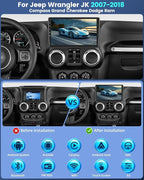 EKAT Car Radio Stereo for Jeep Wrangler JK 2007-2018 Compass Grand Cherokee Dodge Ram with Carplay/Android Auto Upgrade 4GB+64GB
