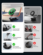 JOYROOM All-Metal MagSafe Car Mount Charger,15W Fast MagSafe Car Charger, Hands Free Magsafe Car Mount Dashboard for iPhone 17 Pro Max Air/16 15 14 13 12 Pro Max Plus, Black