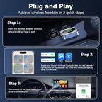 Wireless CarPlay Adapter for iPhone, 2026 Upgraded Carplay Dongle Converts Wired to Wireless, Plug & Play Auto Connect, Mini USB CarPlay Adapter, Stable No Latency Connection Compatible with iOS 10+