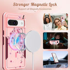 for Google Pixel 8A Case 6.1 Inch - Compatible with MagSafe Women Girls Cute Magnetic Protective Cover Girly Kawaii Flower Blossom Heavy Duty Shockproof Design for Google Pixel 8A Phone Cases