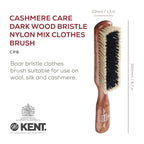 Kent CP6 Clothes Brush. 100% Natural Black & White Boar Bristle Lint Remover Especially for Cashmere, Wool and Silk for Keeping Delicate Fabrics Free from Fibres, Fluff and Pet Hair. Made in England