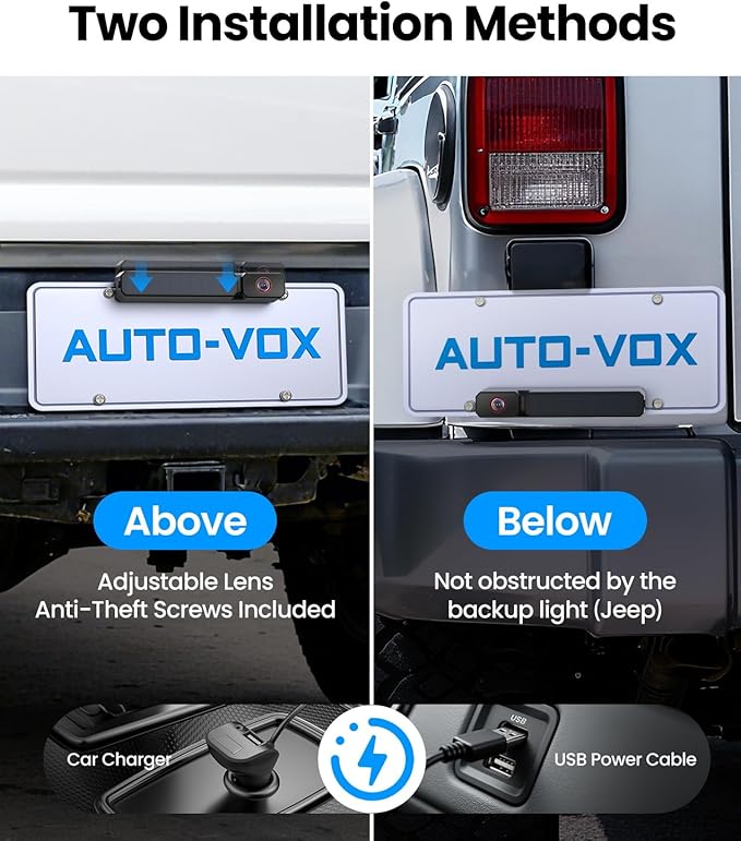 AUTO-VOX Solar Wireless Backup Camera: 7.2" HD Split-Screen DVR Recording, Dual Antenna Signal Upgrade, 3-Minute Easy Install, 1080P Color Night Vision Back Up Camera for Car, Truck, Camper, Trailer