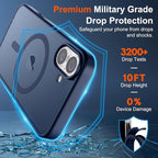 SUPFINE Magnetic for iPhone 17 Case with Screen Protector (Compatible with MagSafe)(Military Grade Drop Protection) Translucent Matte Shockproof with Anti-Fingerprint Phone Cover,Dark Blue