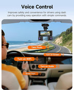 360° Dash Cam Front and Rear Inside, 4 Channel Dash Camera for Cars FHD 1080Px4, Built-in Wi-Fi, 3.16” IPS Screen, WDR Night Vision, Voice Control, Free 64GB Card, 24H Parking Mode