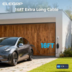 ELEGRP Level 1/2 EV Charger, 16 Amp, Portable J1772 Electric Car Charger, 16FT Cable, NEMA 6-20 & 5-15 Adapter, 110V-240V for BEVs/PHEVs, PBE & LRC Technology