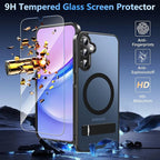 OWKEY for Samsung Galaxy A15 5G Phone Case with Screen Protector & Stand, Magnetic Case for Magsafe Military-Grade Protection Shockproof Matte Cover for Samsung Galaxy A15 5G (Black)