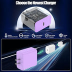 USB C Fast Charger for iPhone 17/ Air/16/15 Pro Max,2Pack 10FT Type C Charger Block & Cable, PD 3.0 Super Fast Charging for iPad Pro MacBook Air/Pro M1/M2, AirPods-Purple