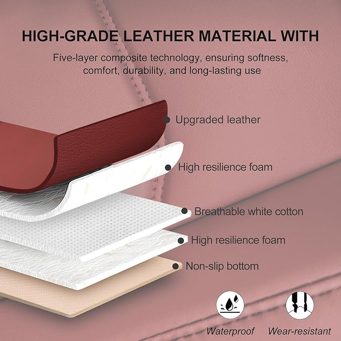 BOPUOVRE Car Seat Cover for Luxury & Comfort - PU Leather, Anti-Slip, Full Wrap Protection with Storage Pocket for Bottom Cushion - Universal Fit for 95% of Vehicles (Dull-red,1 Piece)