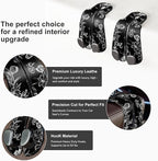 CoBak Purse Hook for Car - Universal Premium Stitched Leather and Aluminum-Magnesium Alloy Double Car Seat Back Storage Hook for Purses, Handbags, Bags (2 Pack),Floral Trace