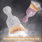 Car Interior Brush Blingbling Car Accessories for Women,2Pack Dust Sweeping Soft Brush with Rhinestone Handle,Detailing Brush Cleaner for Air Conditioner Vents, Computer Keyboard, etc (Pink 2PCS)