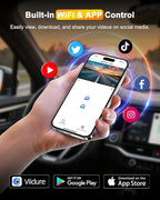 Dual Dash Cam Front and Rear 4K+1080P, 64GB Card Included, Built-in WiFi Dash Camera for Cars with APP, 24H Parking Mode, Night Vision, G-Sensor, Loop Recording, WDR, 170° Wide Angle, 3”IPS Screen
