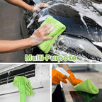 Shimeyao 30 Pcs Edgeless Microfiber Plush Towels for Cars Detailing Drying Wash Polishing Absorbent Cleaning Cloths, 500 GSM (16 x 16 Inch,Green)