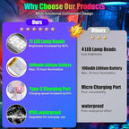 2026 Upgraded 11LEDs Wireless LED Strobe Lights, Ultra Bright 8 Colors Aircraft Strobe Lights with Remote, IP65 Waterproof Anti-Collision Warning Light for Motorcycle Bike Car Drone RV - 4PCS