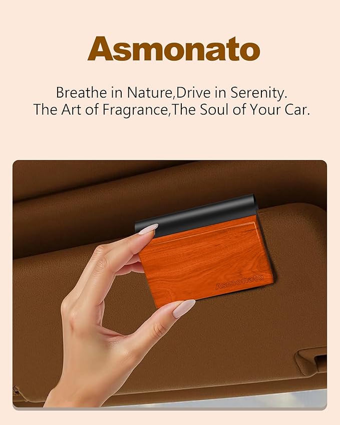Car Air Freshener-The Original Wood Air Freshener for Visor Clip - Long Lasting Car Odor Eliminator and Scent Diffuser for Cabin, Truck & SUV-Includes 1 Metal Clips-Teak