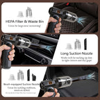 Compressed Air Duster, Super Power Turbo Air Blower with Vacuum Function, Cordless 2-in-1 Cleaning Tool, 8000mAh Battery, LED Light for PC Keyboard Car Cleaning (Black)
