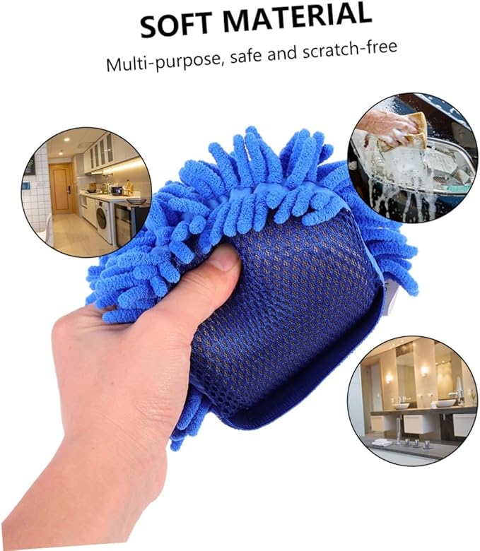 Amosfun 2Pcs Auto Cleaning Gloves Lightweight Car Wash Mitts Durable and Practical Car Cleaning Tool for Vehicle Detailing Convenient Storage and Use
