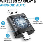 ZORVIA Wireless CarPlay Adapter for iPhone & Android Auto 2026 Upgraded - Convert Wired CarPlay to Wireless, Fast Auto Reconnect, Plug and Play, USB-C & USB-A (Black)