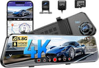 AZDOME PG17 2CH Mirror Dash Cam 4K - 12" Touch Screen - 24H Parking Mode - Mirror Dash Cam - Minimize Blind Spots - Built-in GPS & WiFi - Reverse Assist - Supports Voice Command