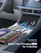 120W for iPhone 17 Pro Max Car Charger, Dual PD 60W & QC 3.0 Cigarette Lighter USB Charger with 60W Type C Cable, Car Charger USB C, Car Accessories for iPhone 17/16 Pro/Air, Galaxy S25, iPad, MacBook