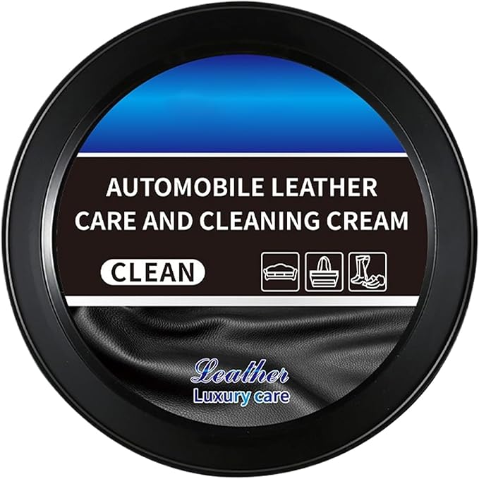 Leather Cleaner for Car Interior - Cream, 120g Conditioned Paste for Vehicle Upholstery, Stain Remover with Wax Base, Detailing Supply, Gloss Restorer for Seats, Consoles and Dashboards