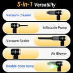 GcdPai Car Vacuum Portable Cordless 18000PA High Power Handheld Vacuum Cleaner, Mini Cordless Rechargeable Vacuum with LED Light and Multi-Nozzles for Car, Home Office, Keyboard, Pet (Black Gold)