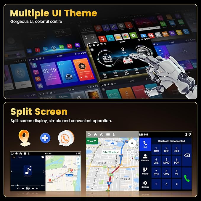 4+64GB Android 15 Car Stereo for Hyundai Santa Fe 2013-2017 Wireless Carplay Android Auto, 9 Inch Incell Touch Screen Car Stereo with GPS, Backup Camera, Bluetooth, FM/RDS, EQ, WiFi, SWC