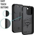 Spy-Fy iPhone 14 Pro Privacy Case with Camera Covers Front and Rear | Protect Your iPhone and Privacy | 6-Foot Drop Proof | 6,1 Inch | Camera Protection by Valenta Black