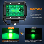 Nilight 4 Inch LED Light Pods Green Triple Row 2PCS 60W Flood Spot Combo Off Road Driving Fog Fishing Hunting Emergency Safety Signal Deck Trailer Lighting for UTV Pick-up Van Boat Tractor