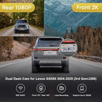 Fitcamx Front 2K+Rear 1080P Dash Cam Adapts for Lexus GX550 2024-2026 Premium Luxury Overtail (Gen3/J250), OEM Look, Dual HD Video, WiFi & APP, Loop Recording, G-Sensor, Easy to Use, 64GB Card