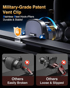 VANMASS Phone Holders for Your Car Ultimate Military-Grade Car Phone Holder Mount【Patent & Safety Certs】Upgraded Shockproof Truck Air Vent Phone Mount for iPhone 17 Pro Max 16 Samsung Android,Silvery