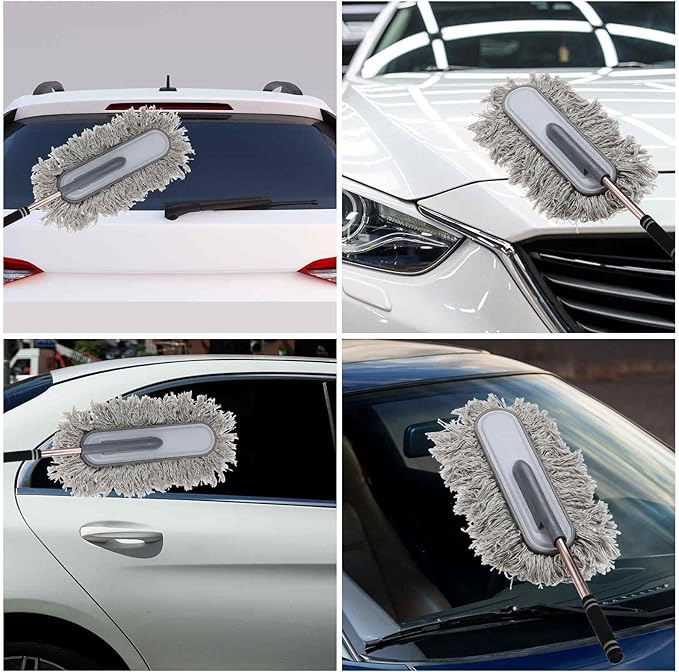 HARFINGTON Car Duster Brush Exterior Scratch Free Car Cleaning Brush High-Density Soft Auto Detailing Tool with Retractable Handle for Car SUV Truck Motorcycle Home Cleaning