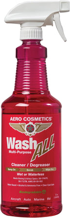 Aero Cosmetics Wash All Multi-Purpose Cleaner Degreaser and Wash Wax All Wet or Waterless Wash and Wax for Your Car, RV, & Boat. 32oz Kit