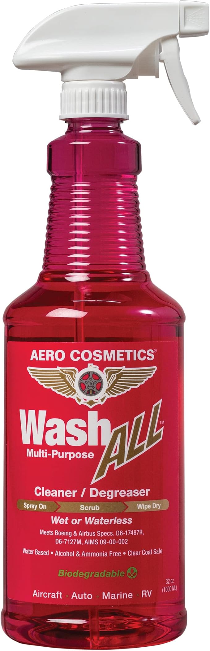 Aero Cosmetics Wash All Multi-Purpose Cleaner Degreaser and Wash Wax All Wet or Waterless Wash and Wax for Your Car, RV, & Boat. 32oz Kit