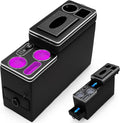 Center Console Between Seat Organizer for Minivans,SUVs,with Dual USB Charging ,Cup Holders,tissue box, 7 Color ambient lighting and drawers for Minivan, Middle Van Floor Console Organizer Storage Box